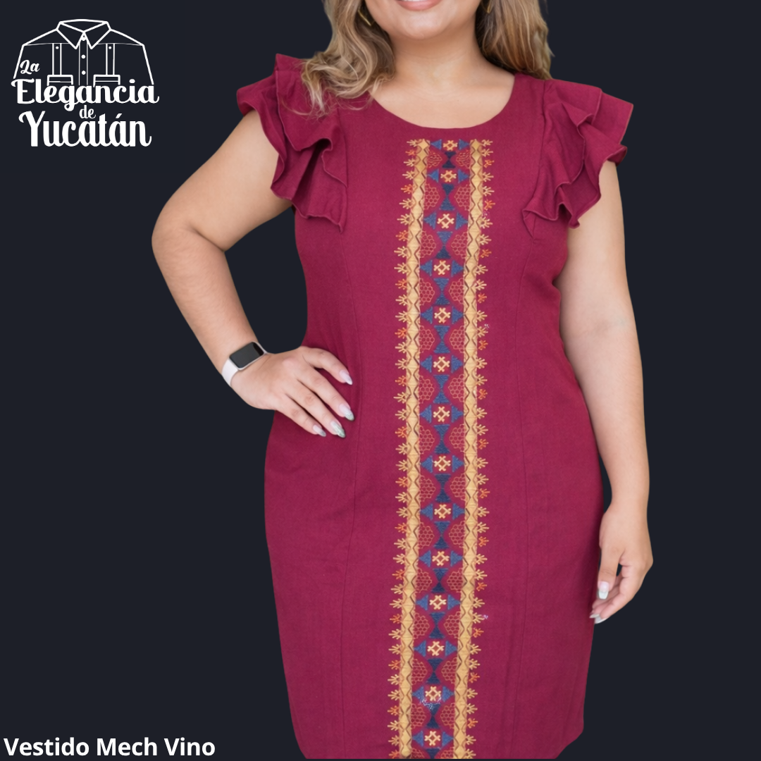 VESTIDO MOD MECH VINO