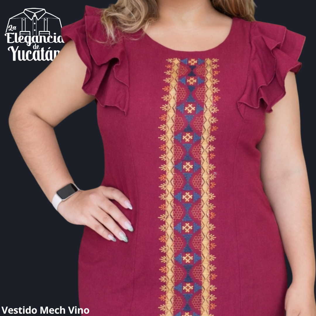 VESTIDO MOD MECH VINO