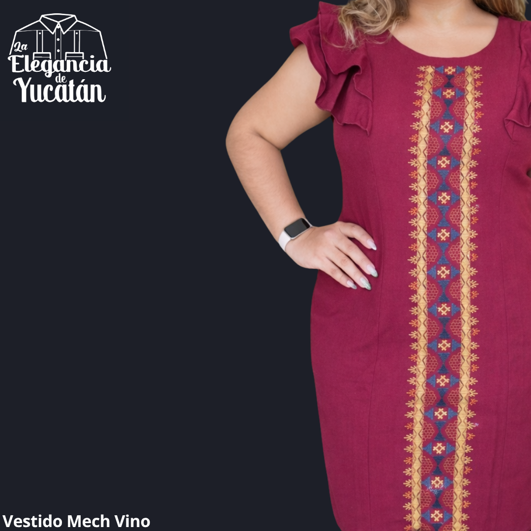 VESTIDO MOD MECH VINO