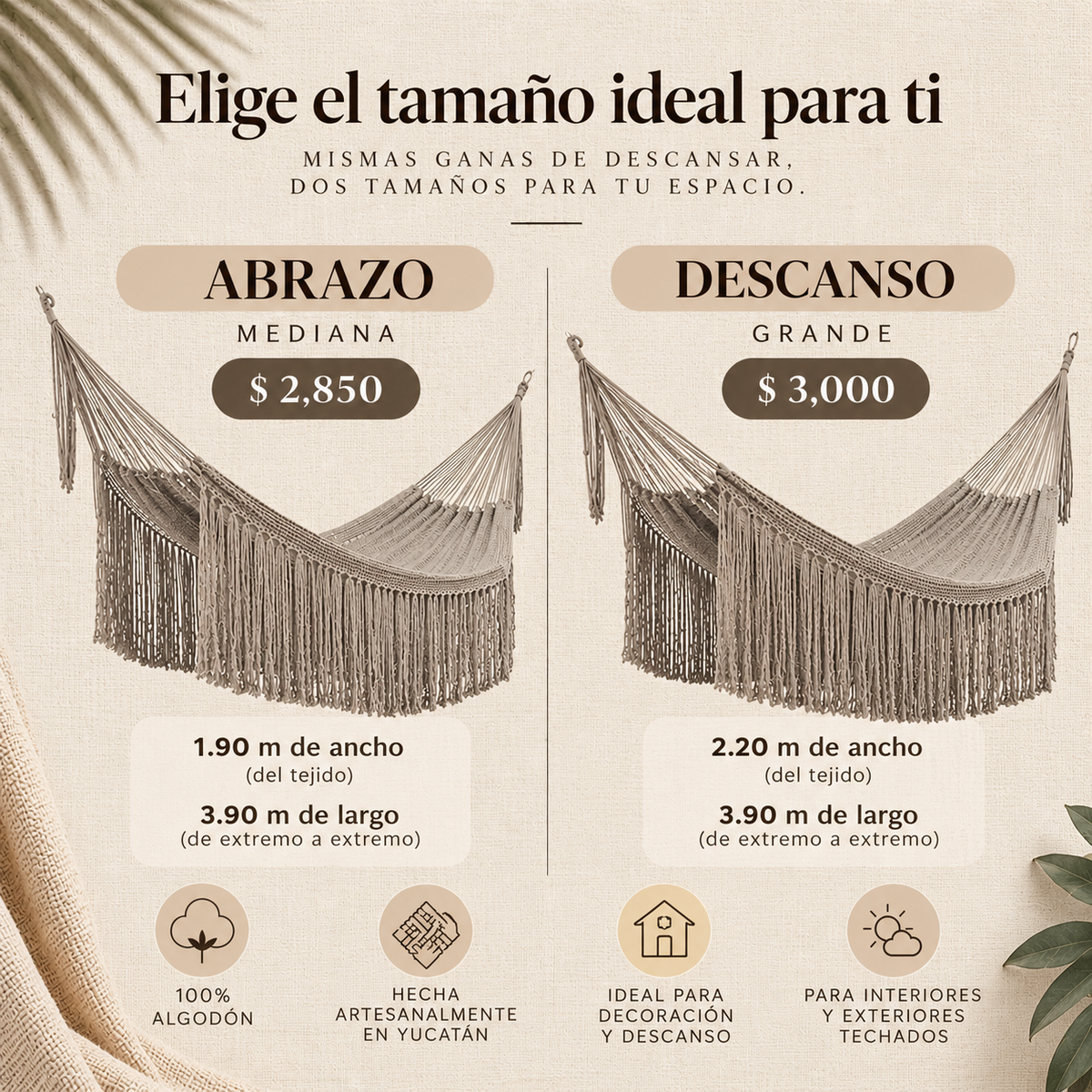 🌿 Hamaca Negra Yucateca de Algodón con Flecos | 🚚 ENVÍO GRATIS
